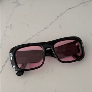 Stylish Black Sunglasses with Pink Lenses